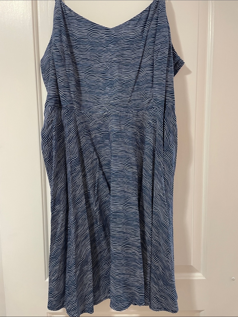 Old Navy Blue and White Wavy Stripe Mini Dress